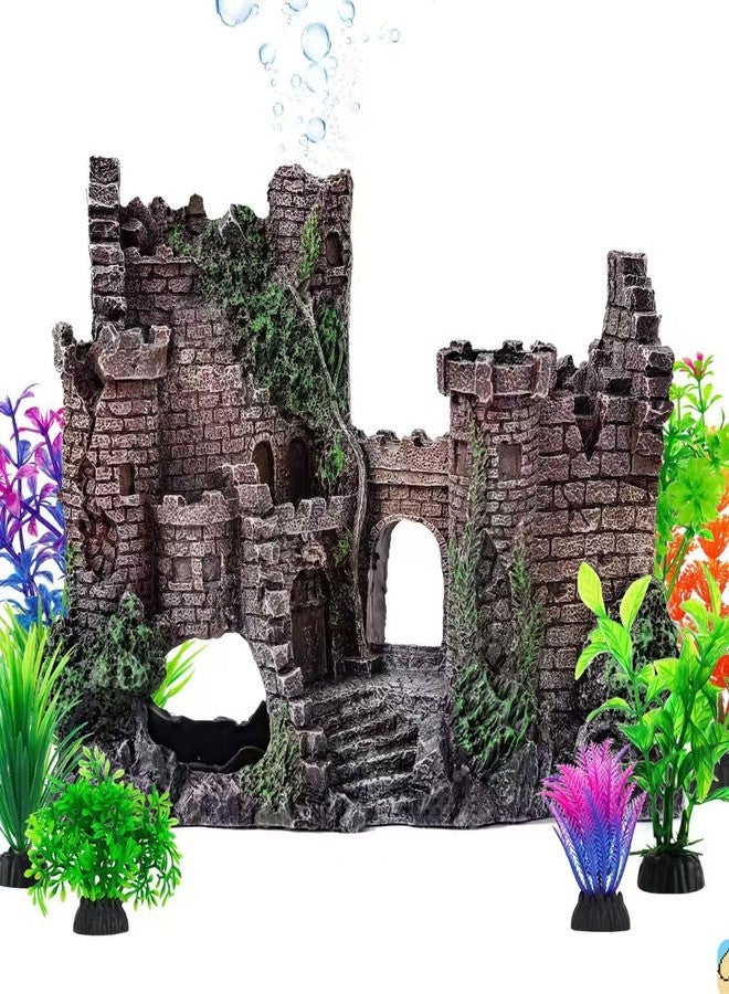 CousDUoBe Aquarium Decor Castle Fish Tank Bubbler Set Aquarium Plants for Aquatic Pets to Breed Play and Rest Fish Decorations for Tank - Image 1